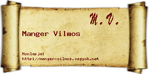 Manger Vilmos névjegykártya